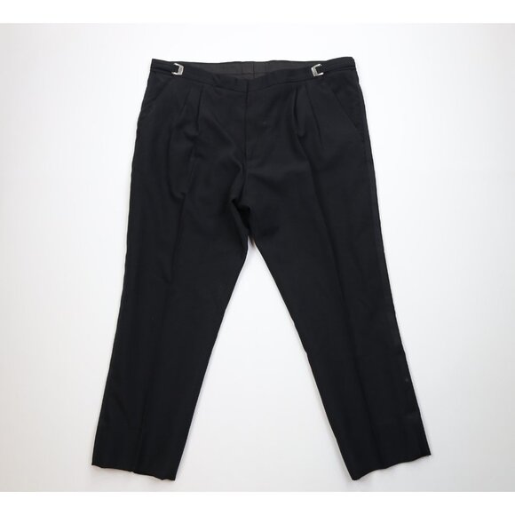 Vintage 90s Mens 44x30 Distressed Satin Striped Tuxedo Prom Wedding Suit Pants - Picture 1 of 14